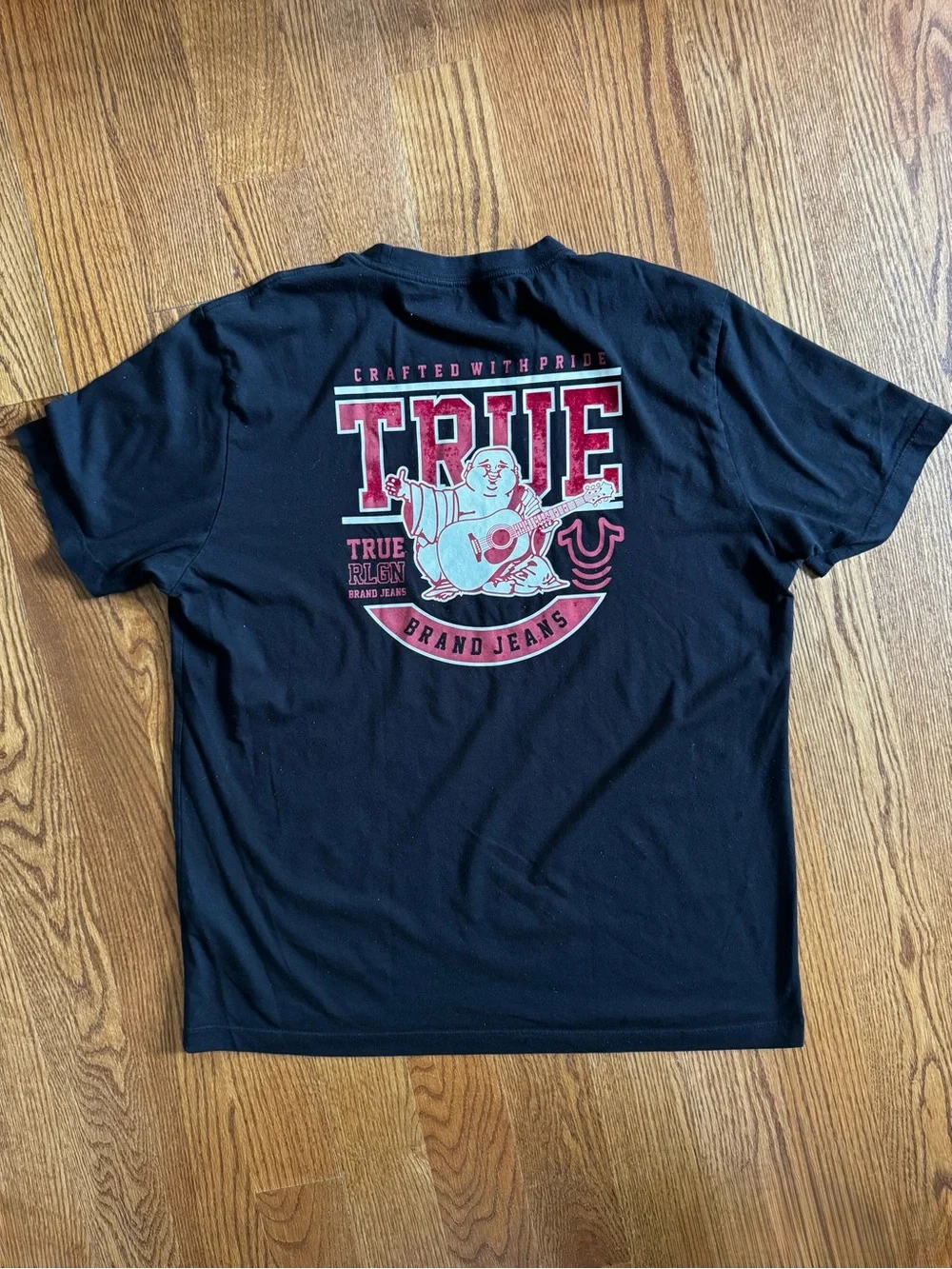 True Religion Crafted With Pride Buddha Guitar Graphic T-Shirt Black XL Mens